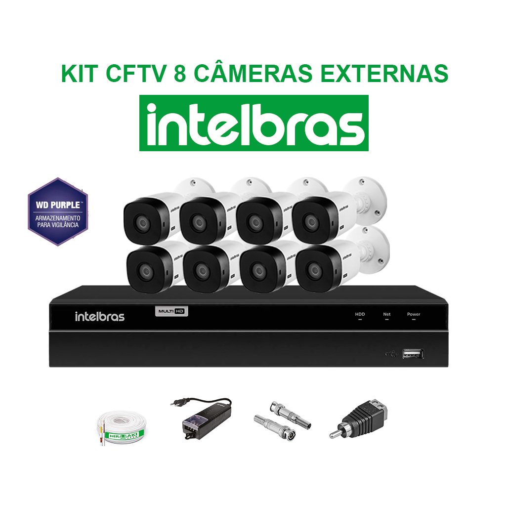 KIT CFTV INTELBRAS 08 CÂMERAS FULL HD 1080P HiroakiCFTV Instalação