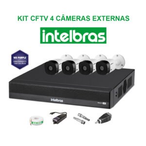 KIT CFTV INTELBRAS 04 CÂMERAS HD 720P