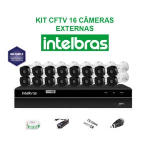 KIT CFTV INTELBRAS 16 CÂMERAS FULL HD 1080P