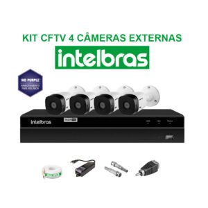 KIT CFTV INTELBRAS 04 CÂMERAS FULL HD 1080P