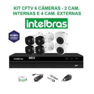 KIT CFTV INTELBRAS 06 CÂMERAS FULL HD 1080P (INTERNAS E EXTERNAS)