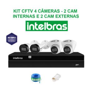 KIT CFTV INTELBRAS 04 CÂMERAS IP (INTERNAS E EXTERNAS)