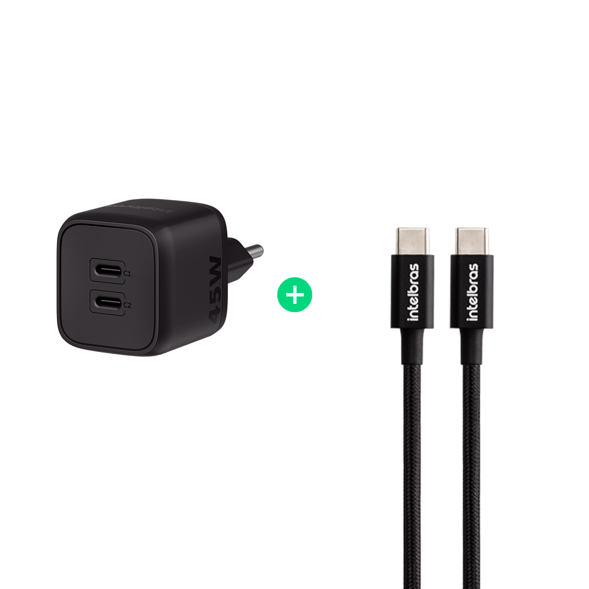Kit Carregador Turbo EC 20 Power 45W + Cabo USB-C Nylon 1,5 m Intelbras