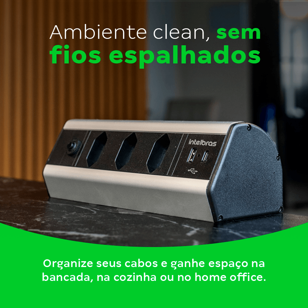 Protetor Eletrônico com 3 tomadas e 2 USB EPE 4003 para bancada Intelbras - Imagem 3