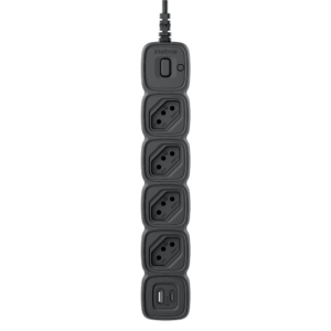 Protetor Eletrônico Intelbras com 4 Tomadas + 2 USB 20W EPE 2004 Preto