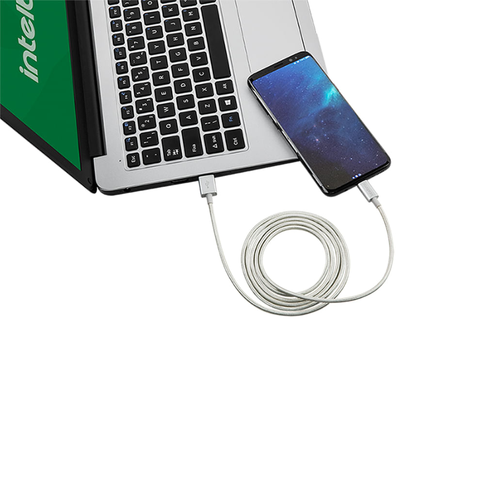 Cabo USB - USB-C 1,5m nylon branco Intelbras EUAC 15NB - Imagem 4