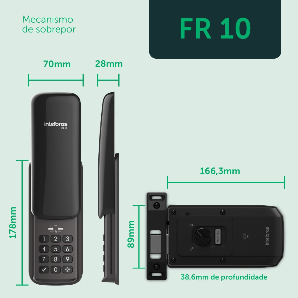 Fechadura Digital de Sobrepor FR 10 Preto | Intelbras - Imagem 2