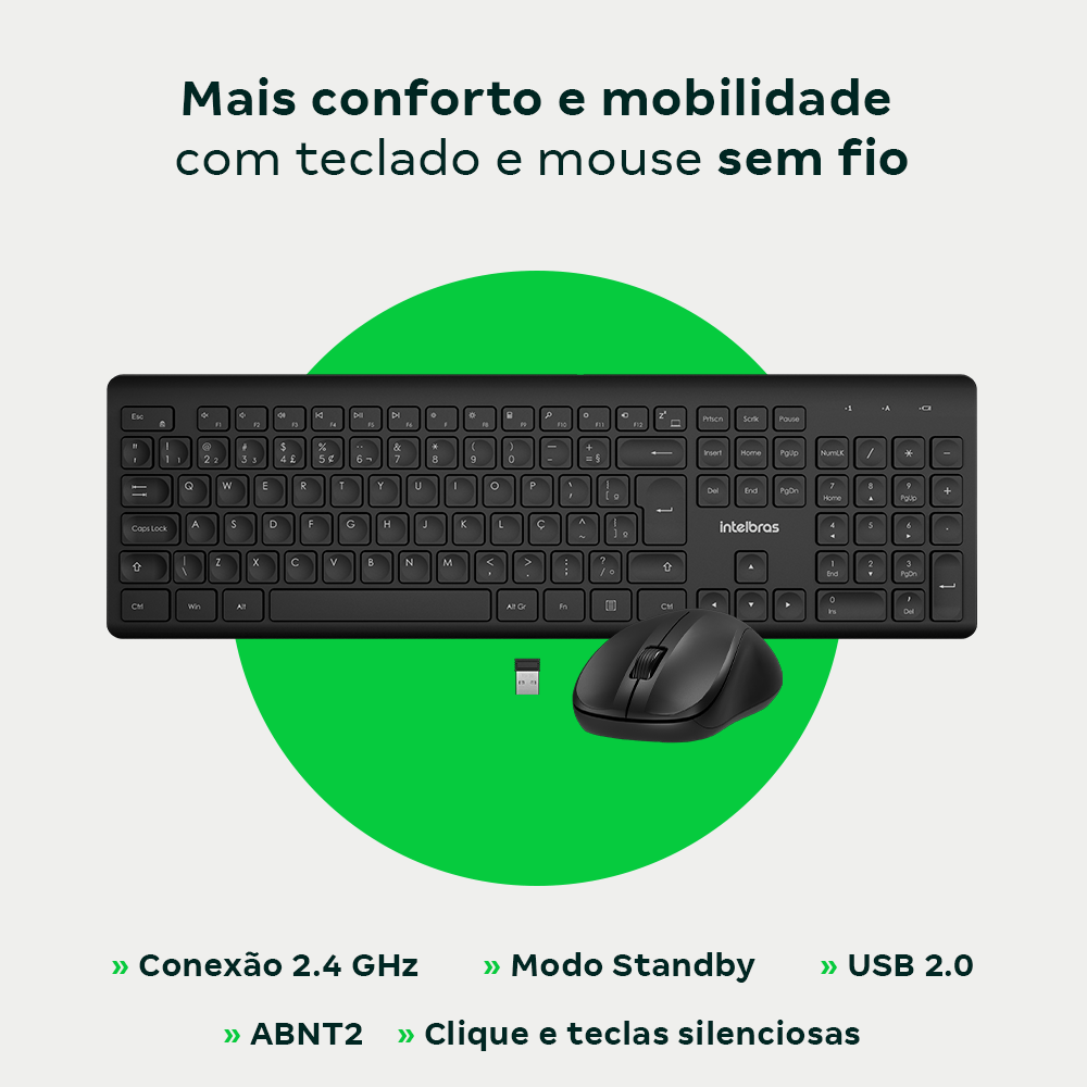 Kit Teclado e Mouse Sem Fio USB CSI 50 | Intelbras - Imagem 3