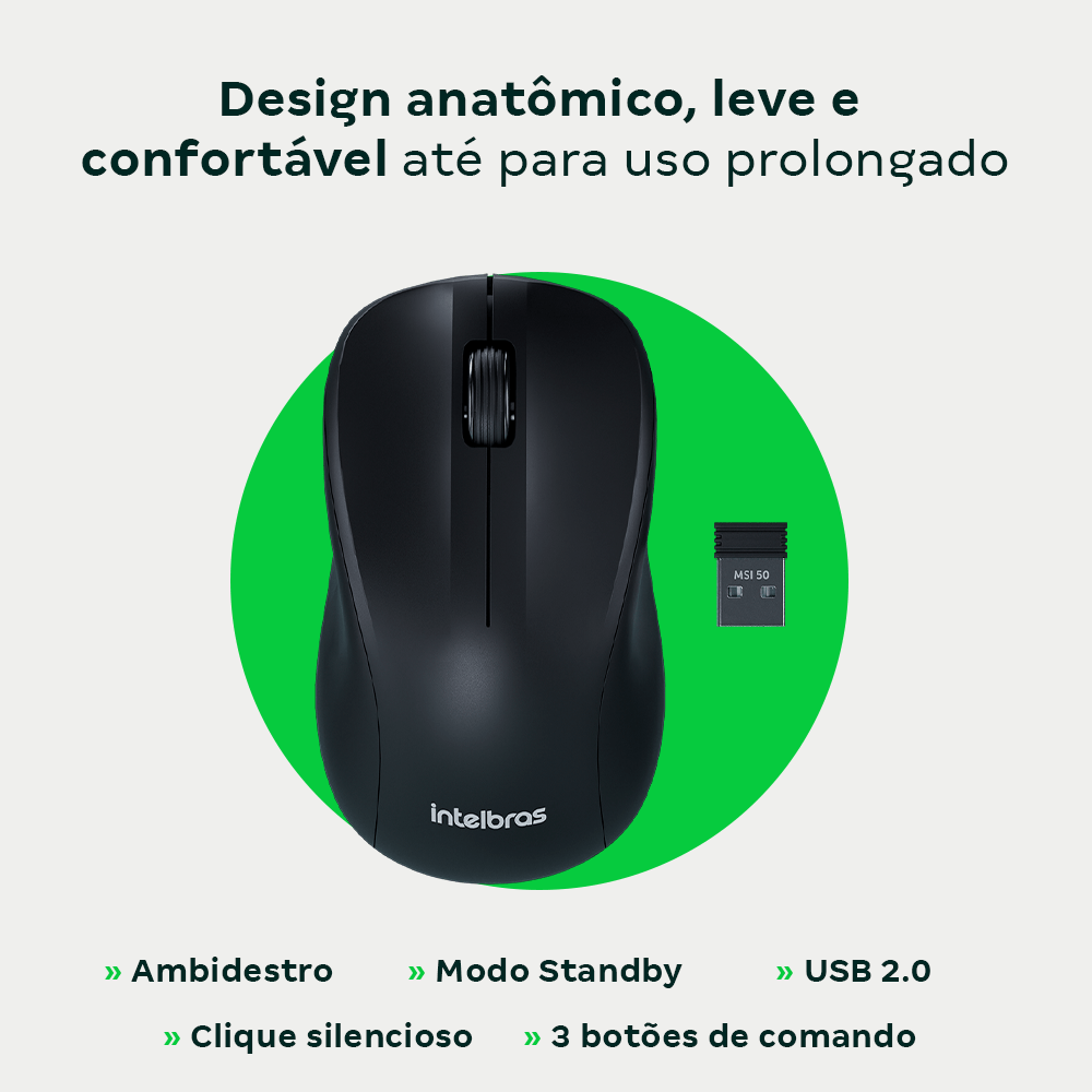 Mouse Click Silencioso Intelbras MSI50 Sem Fio - Imagem 3