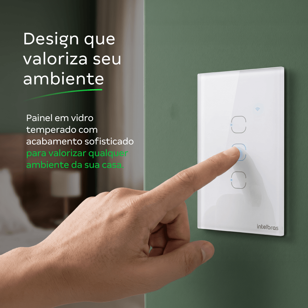 Interruptor Inteligente Touch 2 Botões EIZ 1002 Preto Intelbras - Imagem 3