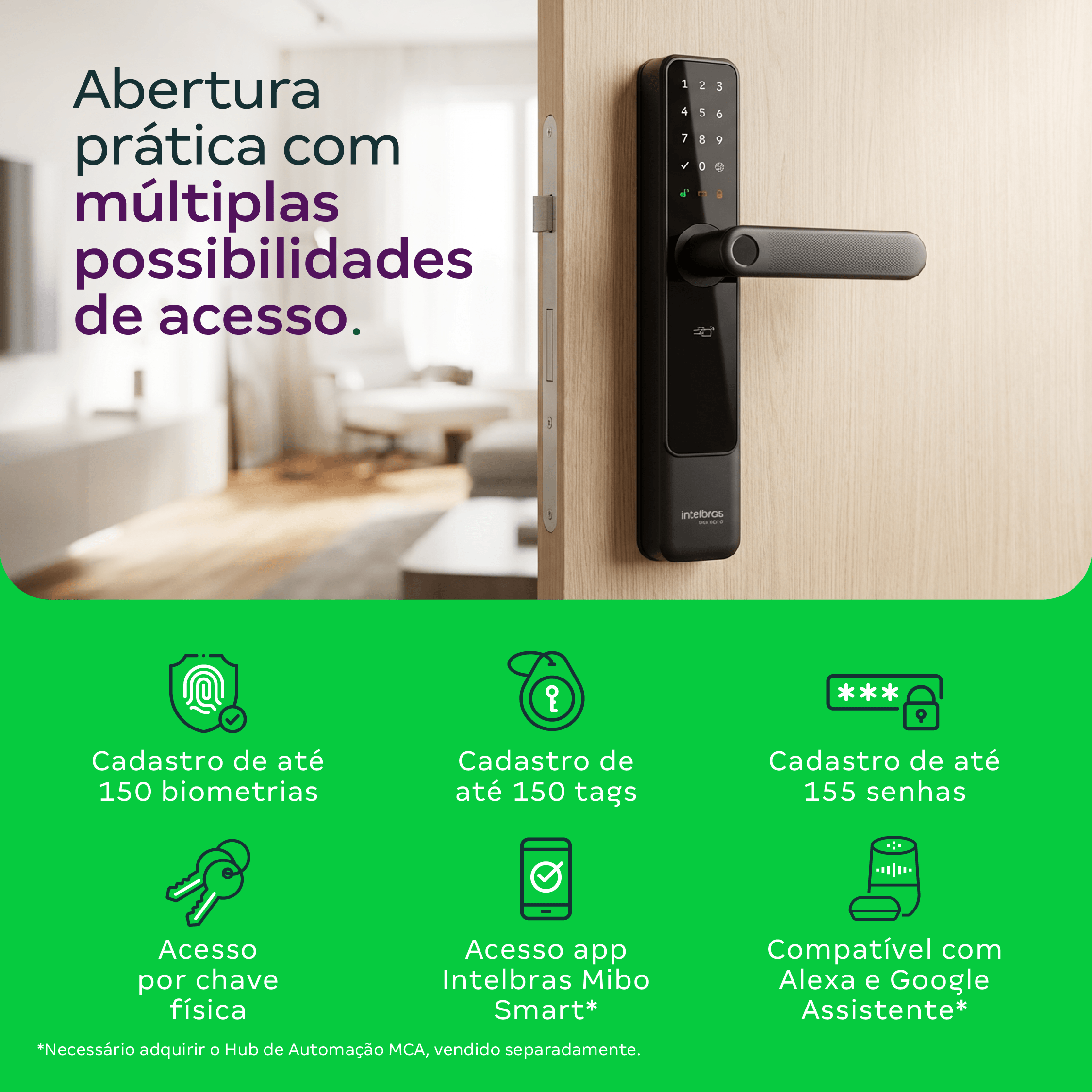 Fechadura Inteligente de Embutir com Maçaneta MFD 7000 D Intelbras - Imagem 3