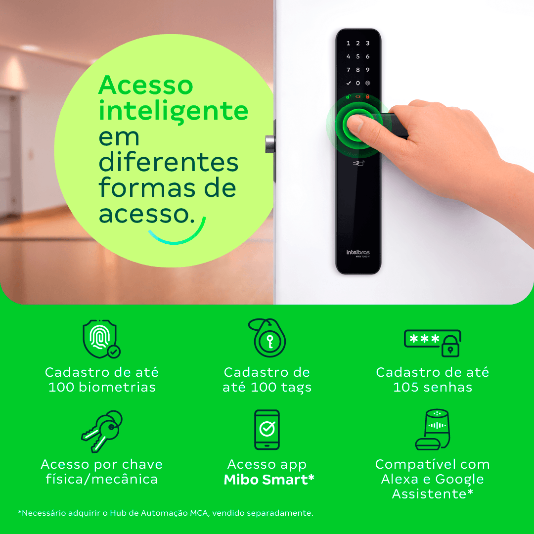 Fechadura Inteligente de Embutir com Maçaneta MFR 7000 V Intelbras - Imagem 3