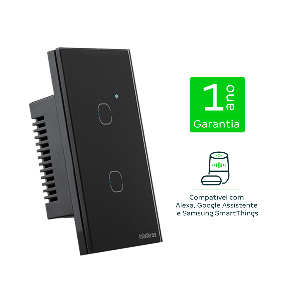Interruptor Inteligente Touch 2 Botões EIZ 1002 Preto Intelbras - Imagem 2