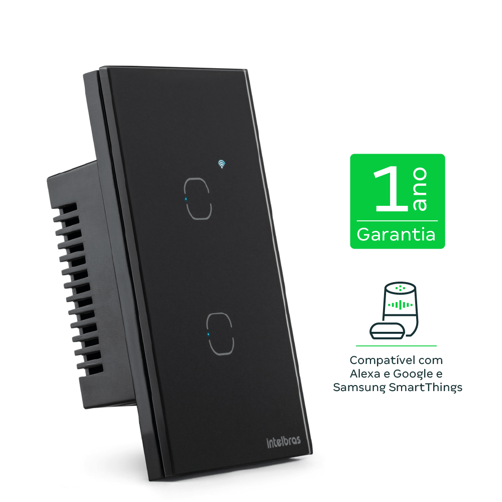 Interruptor Touch WI-FI 2 Teclas EIW 1002 Preto - Imagem 2