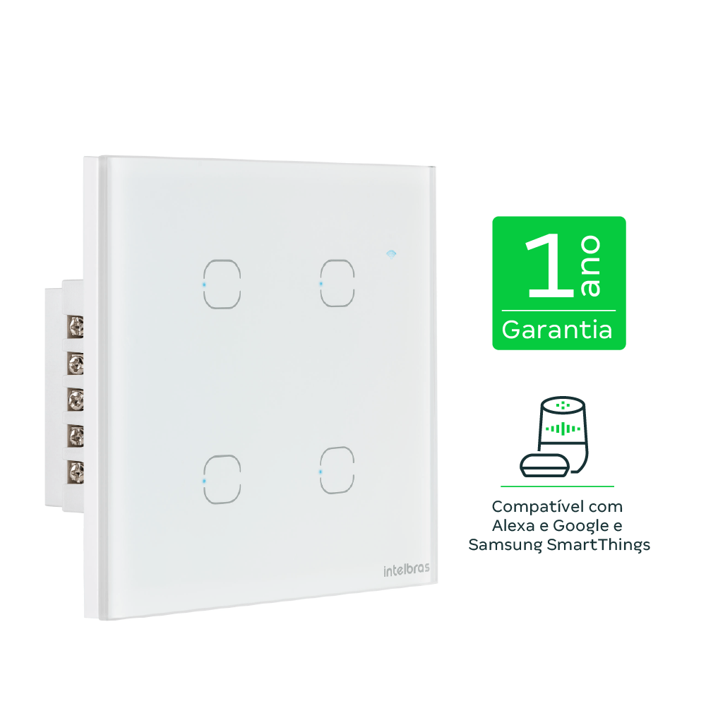 Interruptor Touch WI-FI 4 Teclas EIW 1004 Branco - Imagem 2