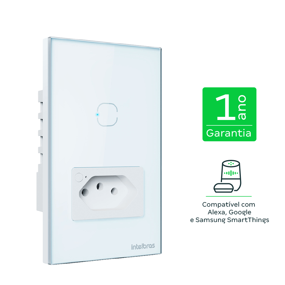 Tomada Simples 10A E 1 Tecla WI-FI ETW 1011 Branco - Imagem 2