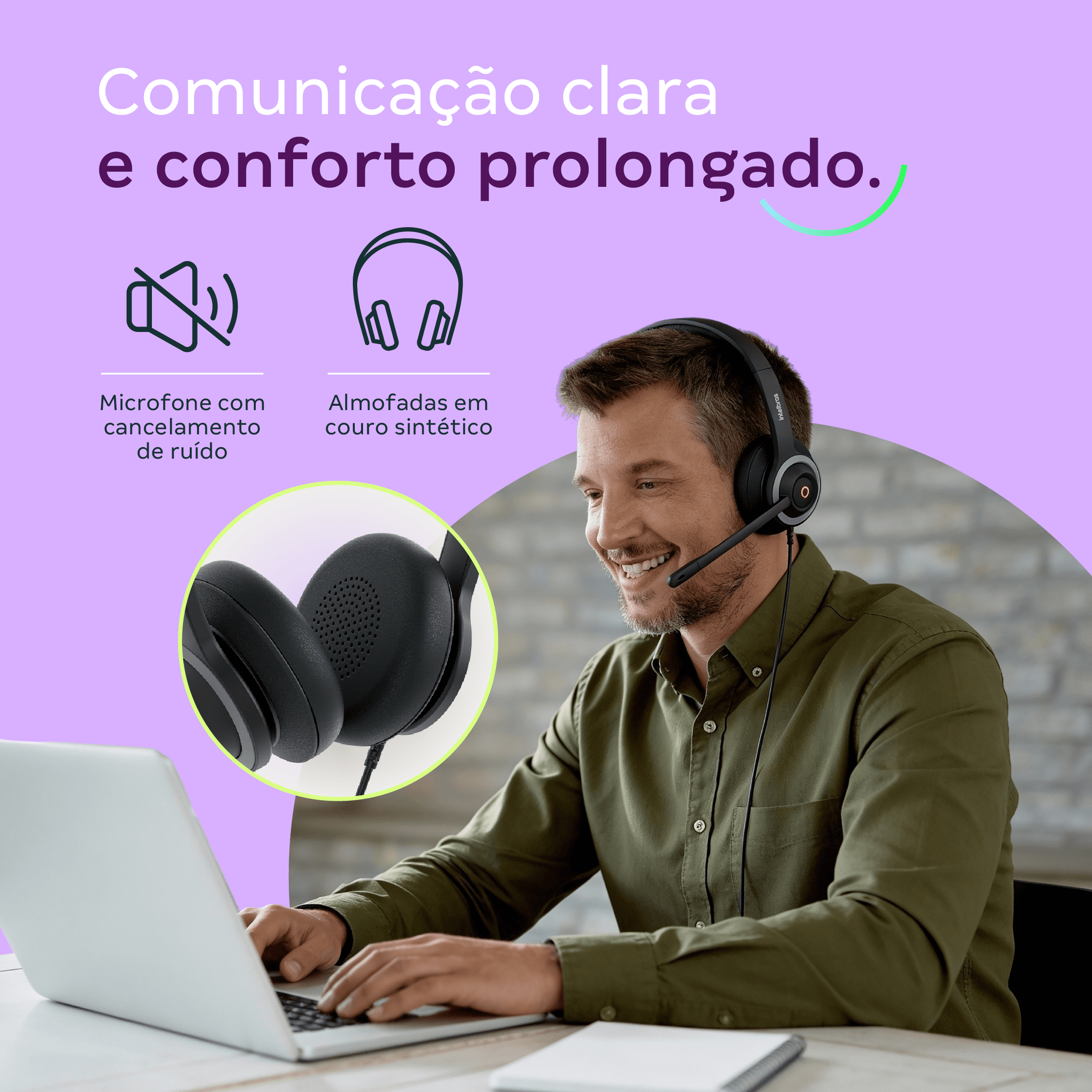 Headset WHS 70 Duo USB Intelbras - Imagem 5