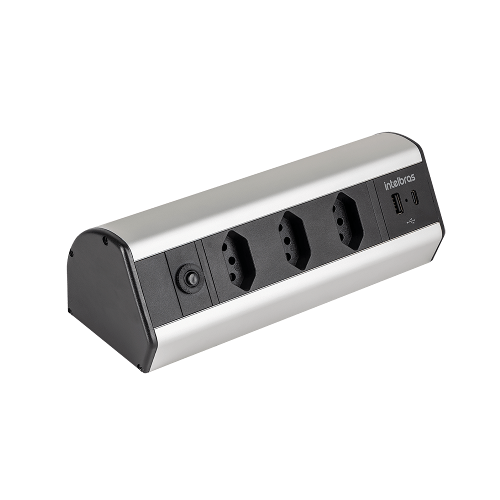 Protetor Eletrônico com 3 tomadas e 2 USB EPE 4003 para bancada Intelbras