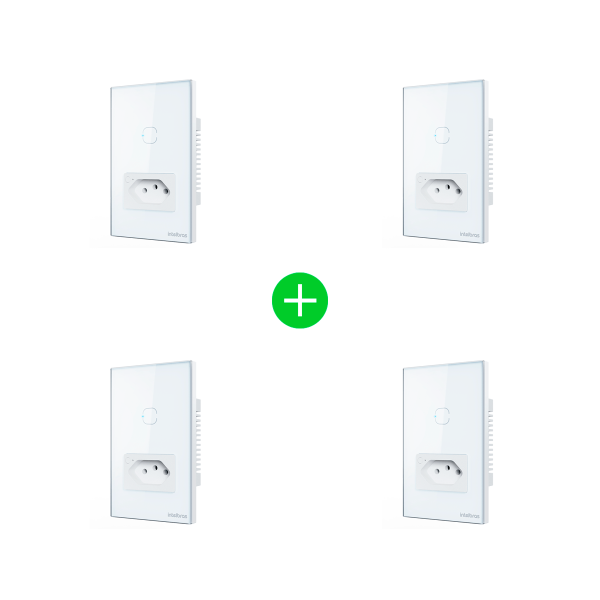 Kit Tomada com Interruptor Inteligente Wi-fi ETS 2001 Branco Intelbras - 4 unidades