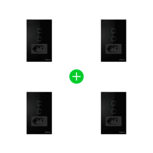 Kit Tomada com Interruptores Wi-fi ETS 2002 Preto Intelbras - 4 unidades