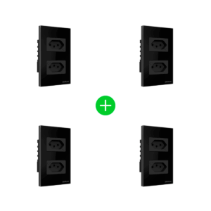 Kit Tomada Dupla Inteligente Wi-Fi ETS 1002 Preto Intelbras - 4 unidades