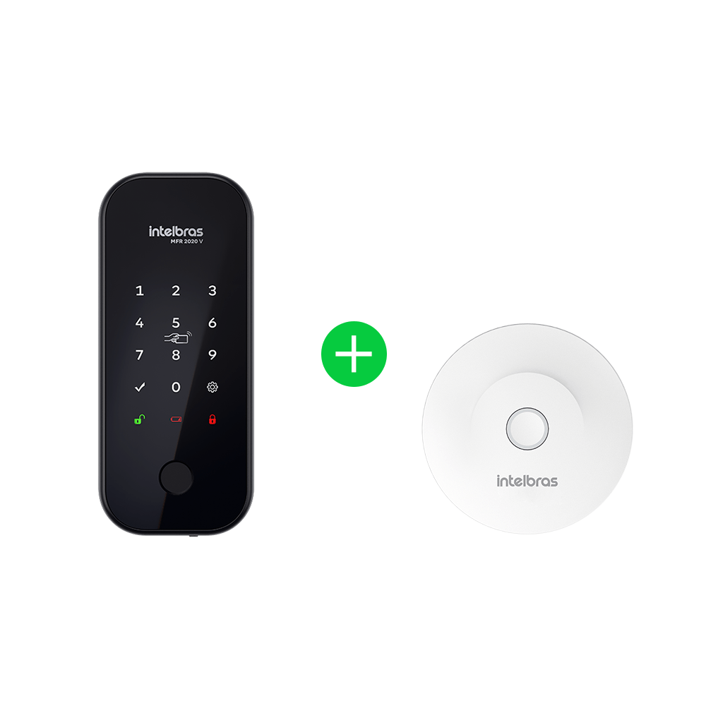 Kit Fechadura Inteligente de Sobrepor MFR 2020V com Hub MCA 1002 Intelbras
