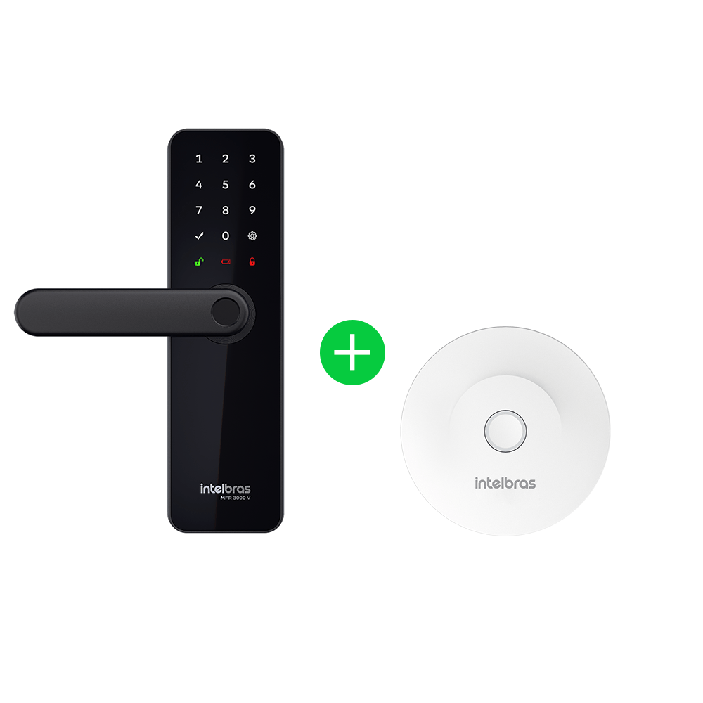 Kit Fechadura Inteligente de Embutir MFR 3000V com Hub MCA 1002 Intelbras