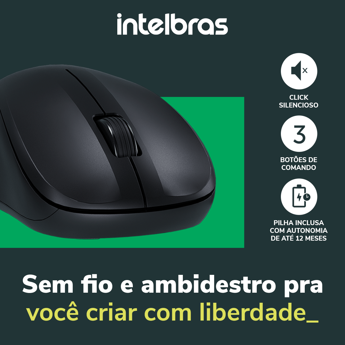 Mouse Intelbras MSI55 Sem Fio Preto - Imagem 3