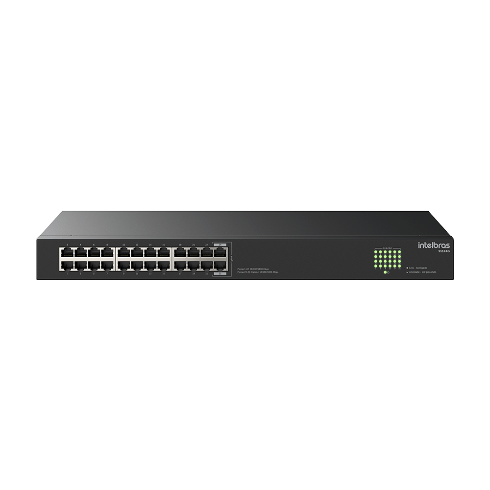 Switch Não Gerenciavel 24 portas Gigabit S1124G Preto Intelbras - Imagem 2