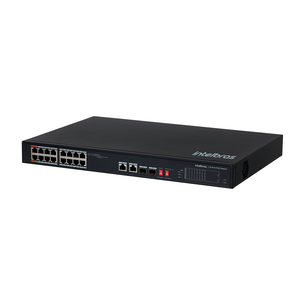 Switch Não Gerenciável 16 Portas Fast e 2 Portas SFP SF 1822 HI PoE Preto Intelbras - Imagem 2