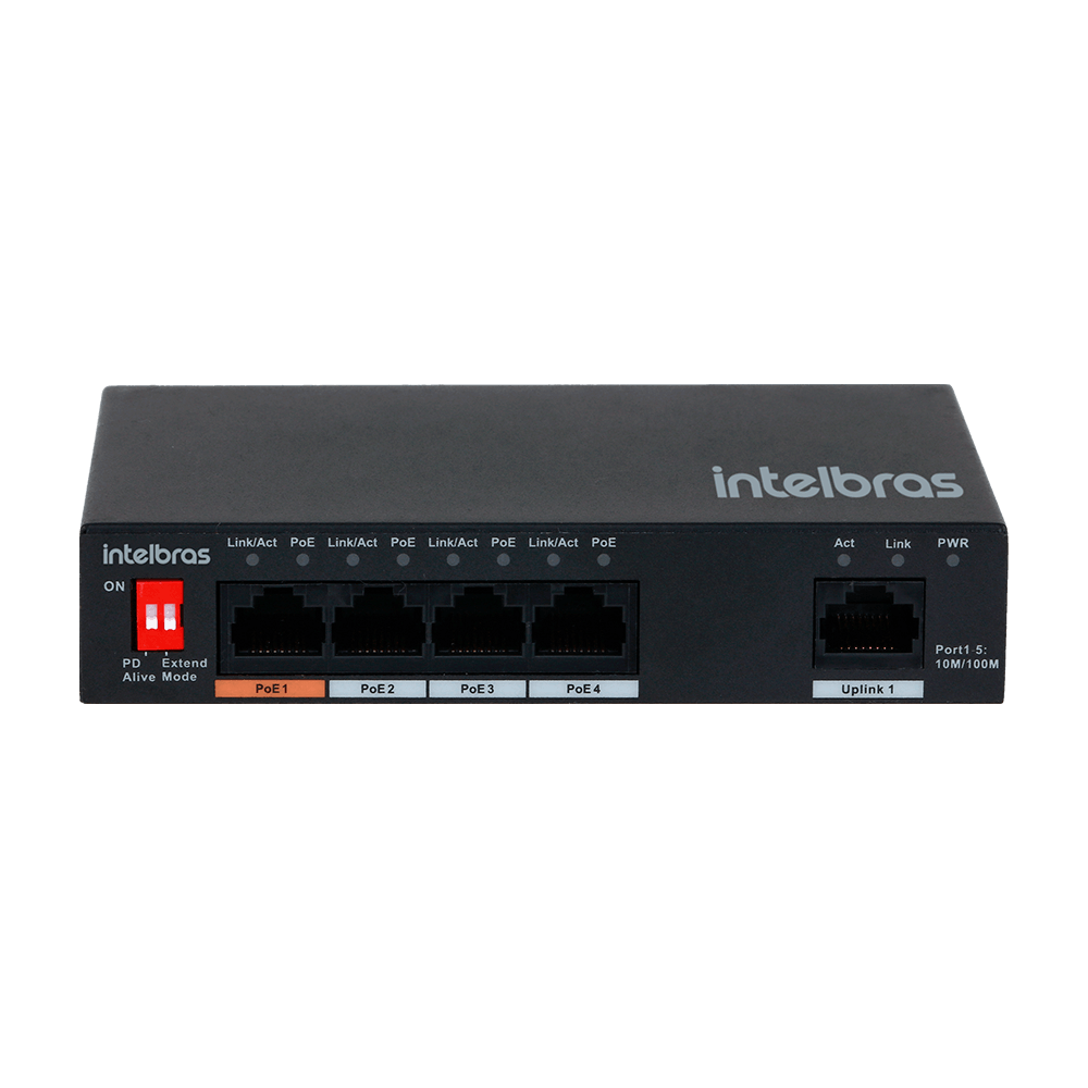 Switch Não Gerenciável 5 portas Fast SF 500 Hi-PoE Preto Intelbras