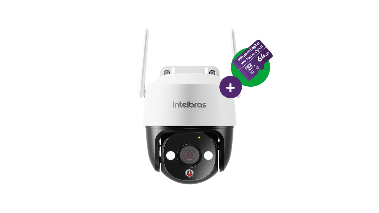 Câmera Inteligente IM7+3MP de resolucao com MicroSD 64 GB Intelbras