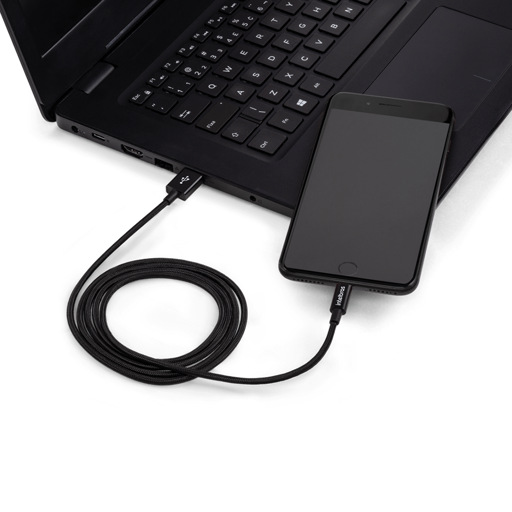 Cabo USB - Lightning 1,5m Nylon Preto Intelbras EUAL 15NP - Imagem 5
