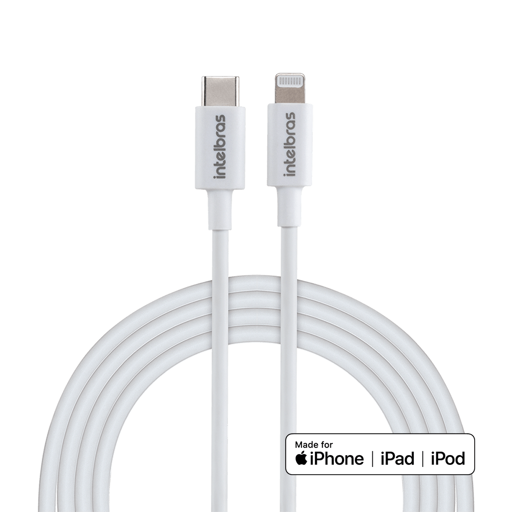 Cabo USB-C - Lightning 1,2m PVC branco Intelbras EUCL 12PB - Imagem 3