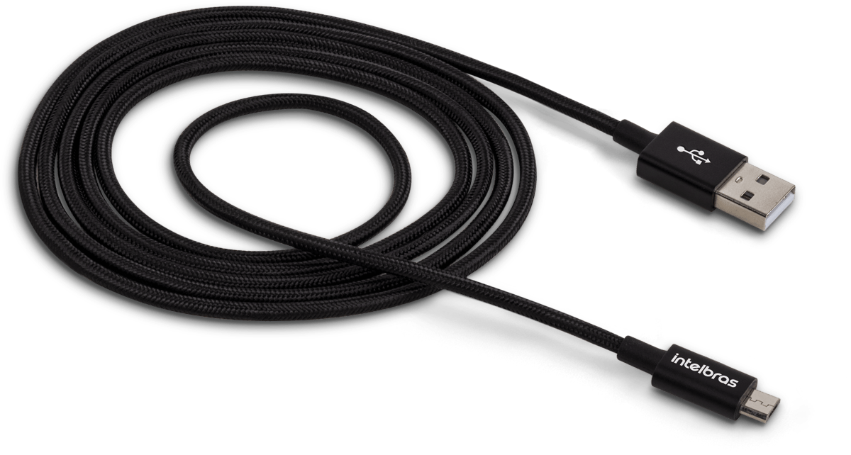 Cabo USB - Micro USB 1,5m Nylon Preto Intelbras EUAB 15NP - Imagem 2