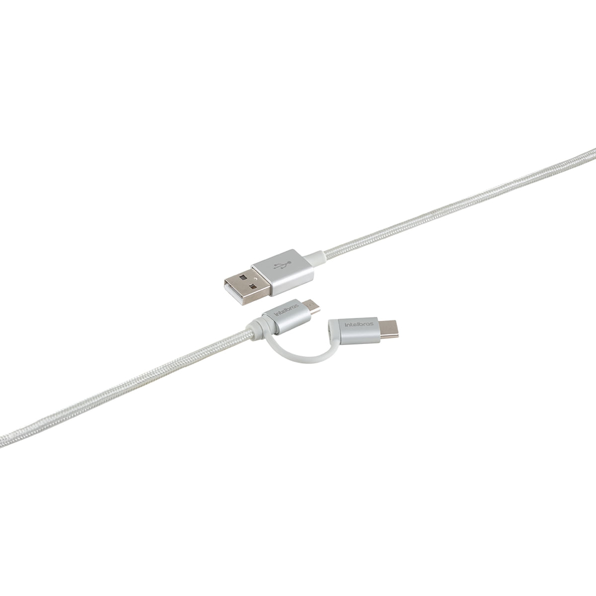 Cabo USB para Micro USB e USB-C 1,5m PVC nylon branco Intelbras EUABC 15NB - Imagem 5