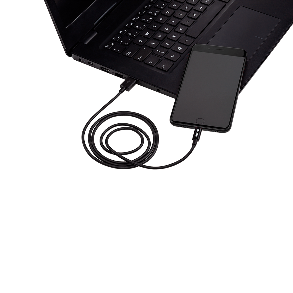 Cabo USB - Lightning 1,2m PVC Preto Intelbras EUAL 12PP - Imagem 5