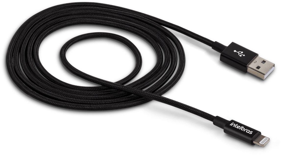 Cabo USB - Lightning 1,5m Nylon Preto Intelbras EUAL 15NP - Imagem 2