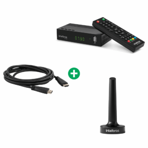 Kit Hexa Brasil Conversor Digital de TV CD 730 + Antena de TV Interna UHF/HDTV AI 2025 + Cabo HDMI 2.0 de 2,5m