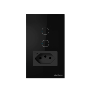 Tomada Preta com 2 Interruptores Inteligentes Wi-Fi ETS 2002 - Intelbras
