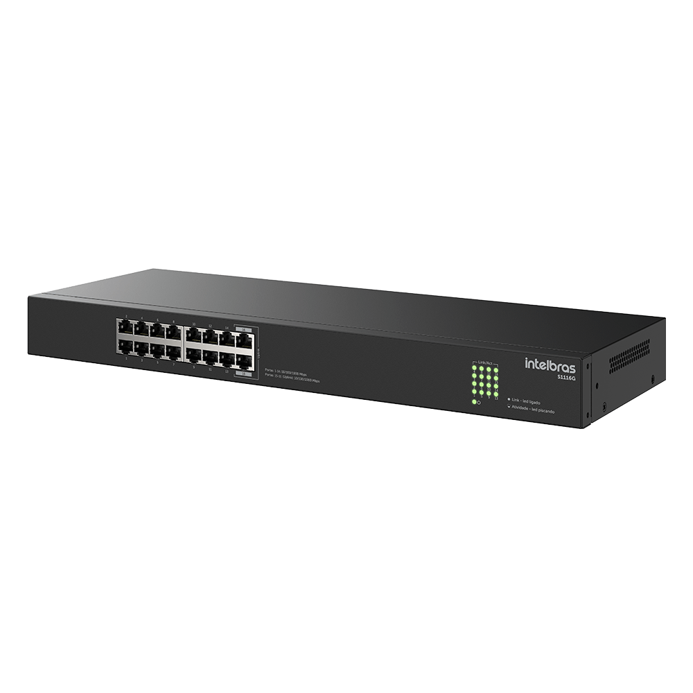 Switch Não Gerenciavel 16 portas Gigabit S1116G Preto Intelbras - Imagem 3