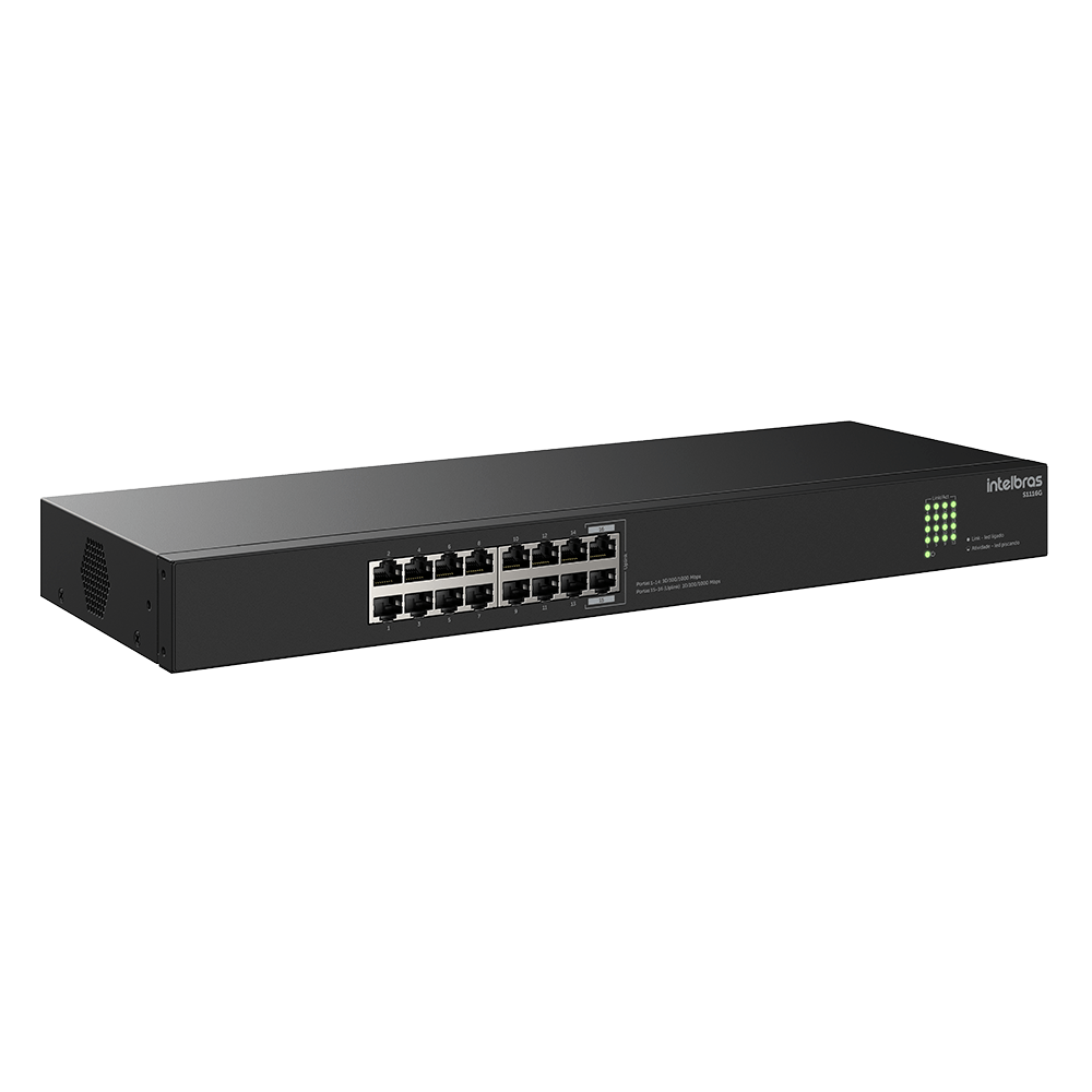 Switch Não Gerenciavel 16 portas Gigabit S1116G Preto Intelbras - Imagem 4